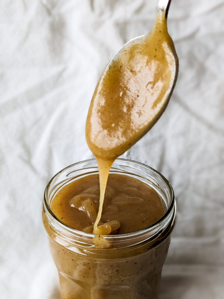 caramel sauce with spoon