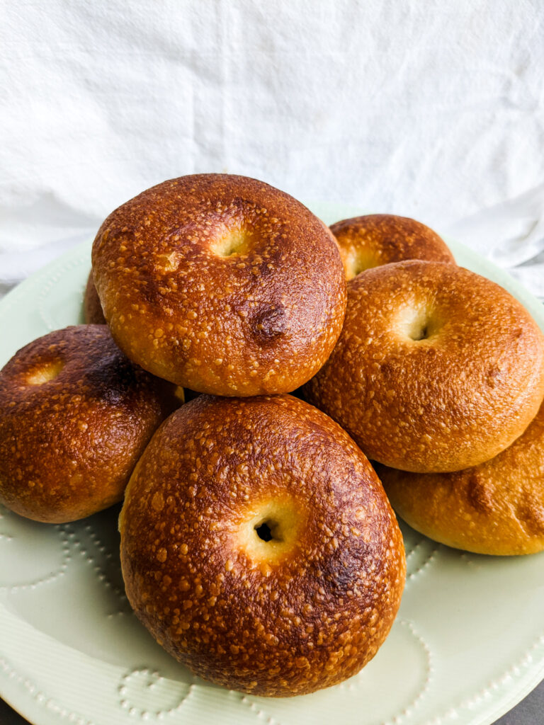 a pyramid of baked bagels