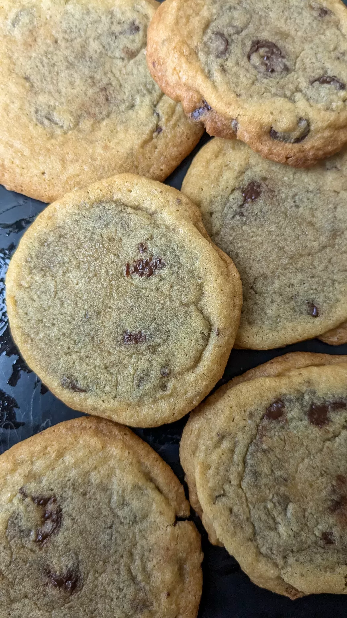 chocolate chip cookies on a baking pan