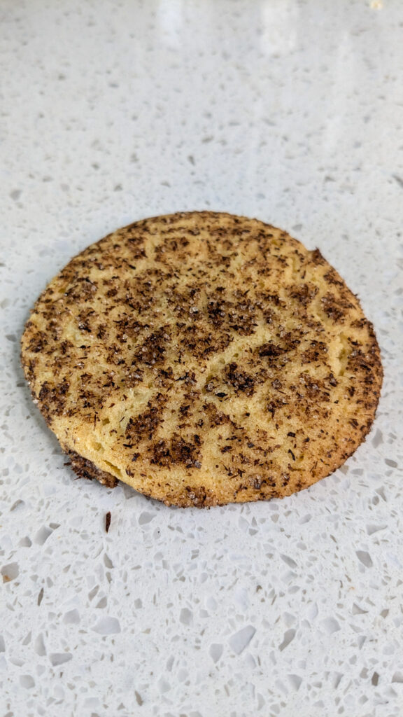 snickerdoodle cookie with a white granite background