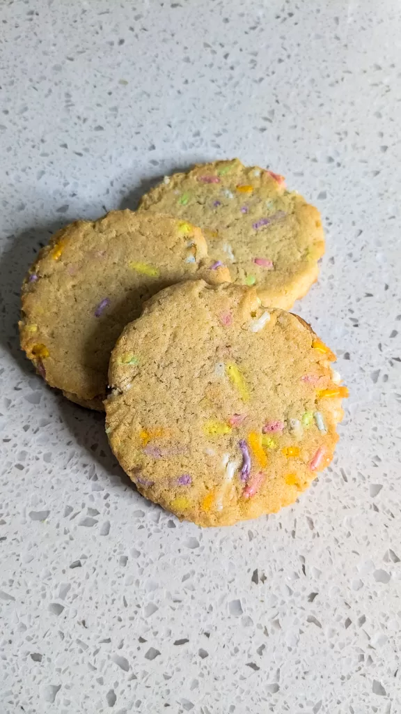 a row of confetti cookies