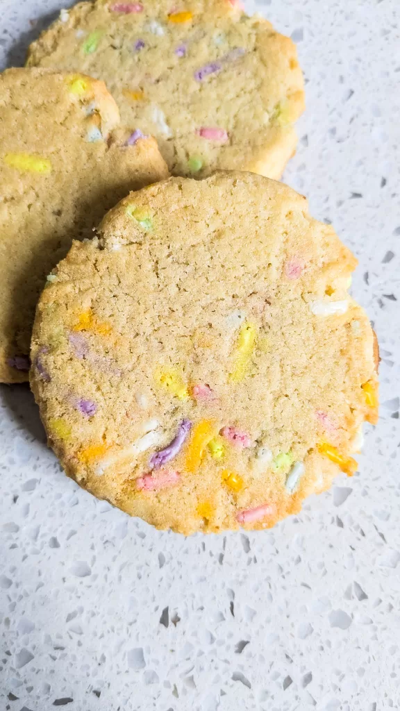 a row of confetti cookies